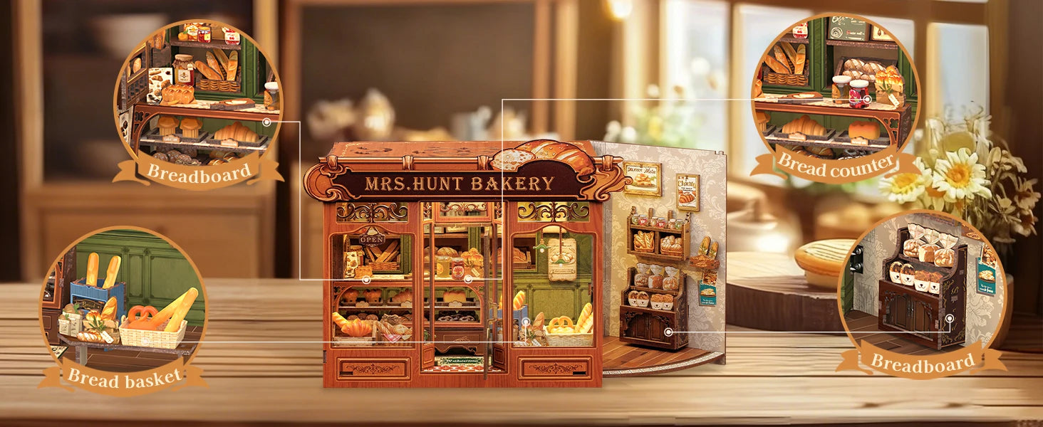 CUTEBEE Book Nook DIY Building Kit with Laser-Cut Precision Pieces 3D Wooden Puzzle  Collectible Desk Home Decor for Gift Idea