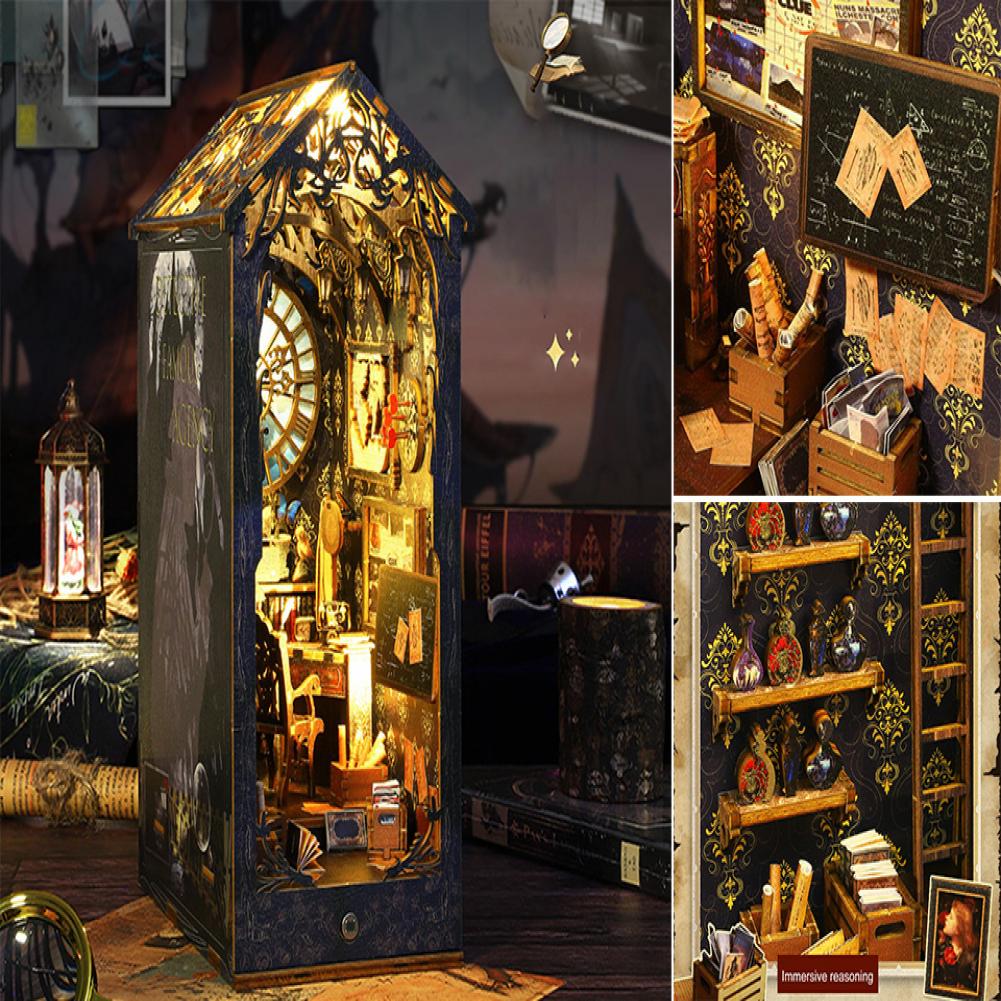 1 Set DIY Dollhouse Booknook Kit Realistic Imagination Cultivation Simulated DIY Book Nook Kit Bookend Stand 3D Model