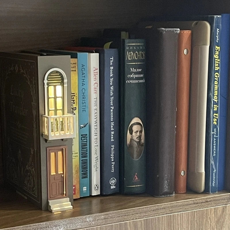 Fake Books Bookends With Led Light Book Holders Booknook Model Kit For Bookshelf Insert Miniature Ornament Decor Christmas Gifts
