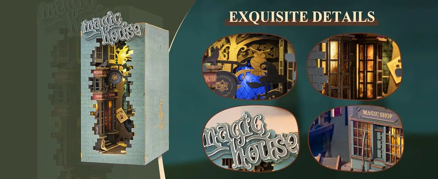 Robotime Rolife DIY Book Nook Wooden Miniature Doll House for Bookshelf Insert Furniture