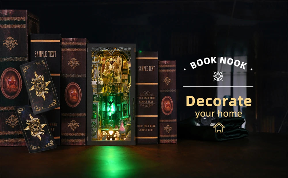 Book Nook Kit Magic House DIY 3D Wooden Puzzle Home Decoration DIY House Kit for Bookshelf Miniature Insert Book Stand Bookshelf