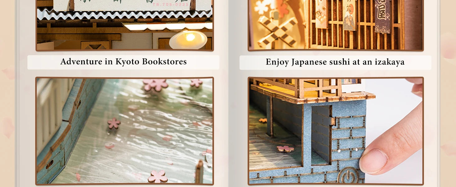 Robotime Rolife DIY Book Nook Wooden Miniature Doll House for Bookshelf Insert Furniture