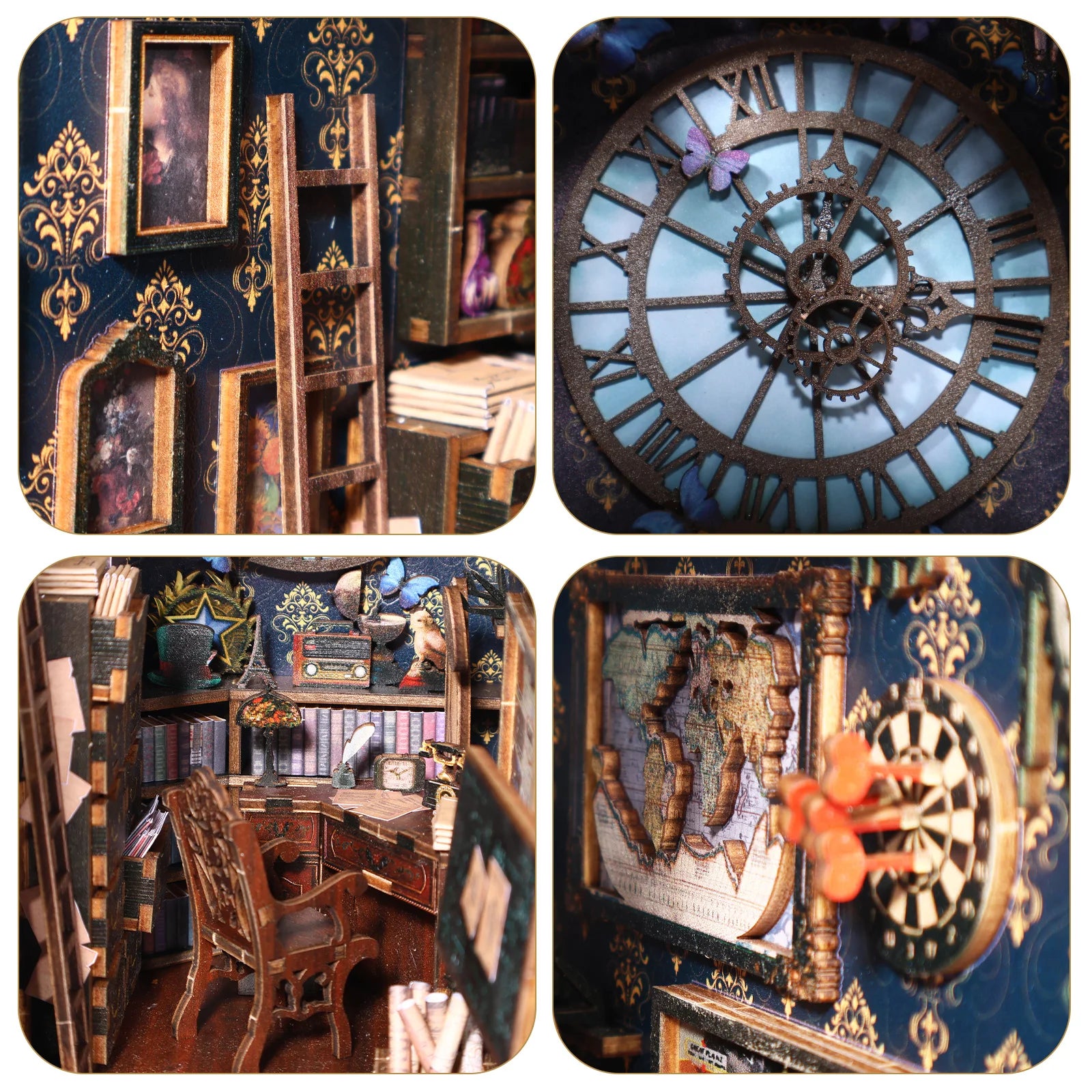 DIY Wooden Book Nook 3D Puzzle Miniature Doll House Kit With Touch Light World Bookshelf Assembly Bookend Eternal Bookstore 2023