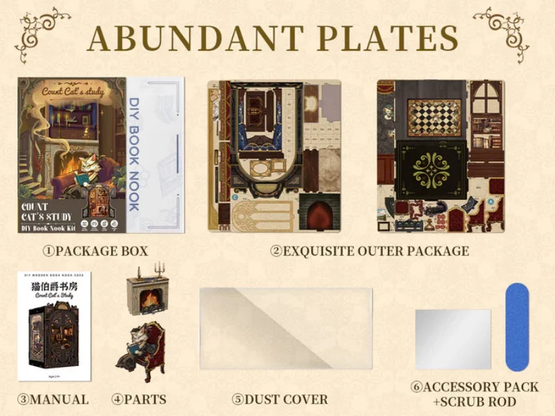 CUTEBEE DIY Book Nook Kit Miniature Wooden Dollhouse with Lights Bookshelf Insert 3D Puzzle Decor Model for Gifts Owl Bookstore