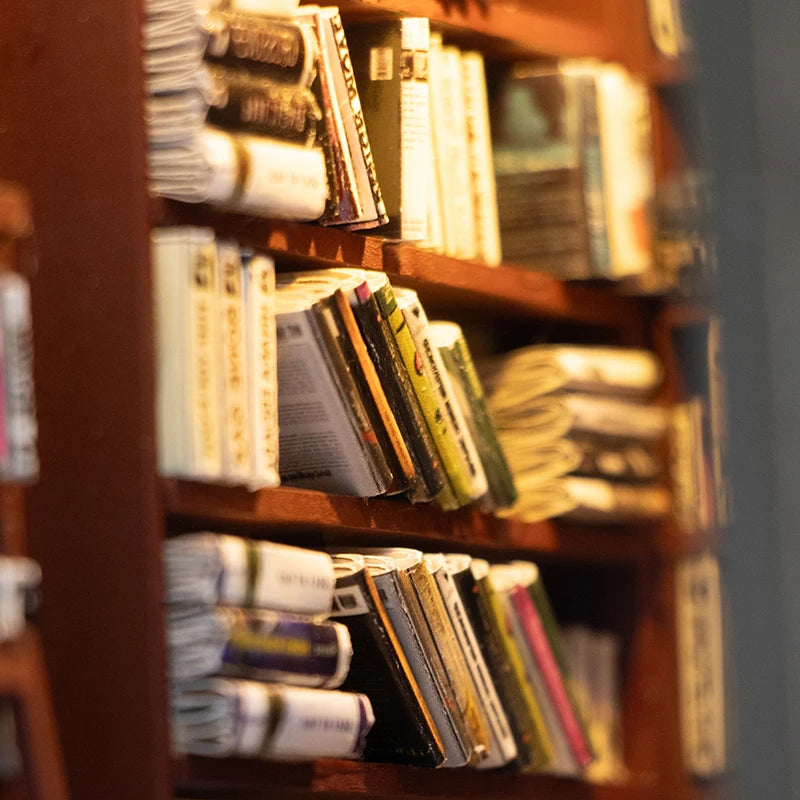 Book Nook Kit DIY Mini 3D Wooden Puzzle Handmade Bookshelf Dollhouse Model Bookend Building Home Decoration Toy Christmas Gifts