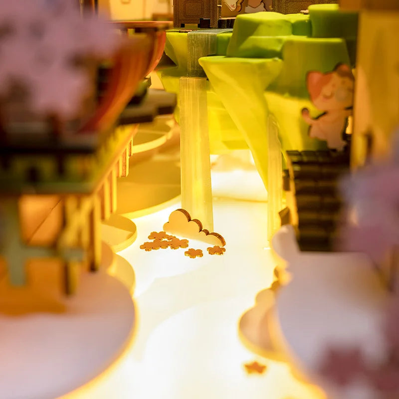 Robotime Rolife Falling Sakura Book Nook with Lights Easy Assemble Home Decoration Booknook Best Gifts for Family Children TGB05