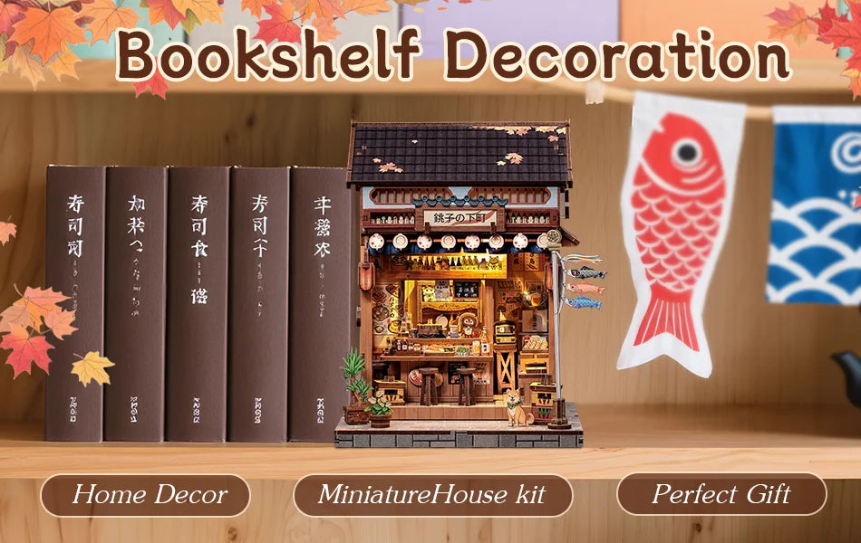 CUTEBEE Book Nook DIY Building Kit with Laser-Cut Precision Pieces 3D Wooden Puzzle  Collectible Desk Home Decor for Gift Idea