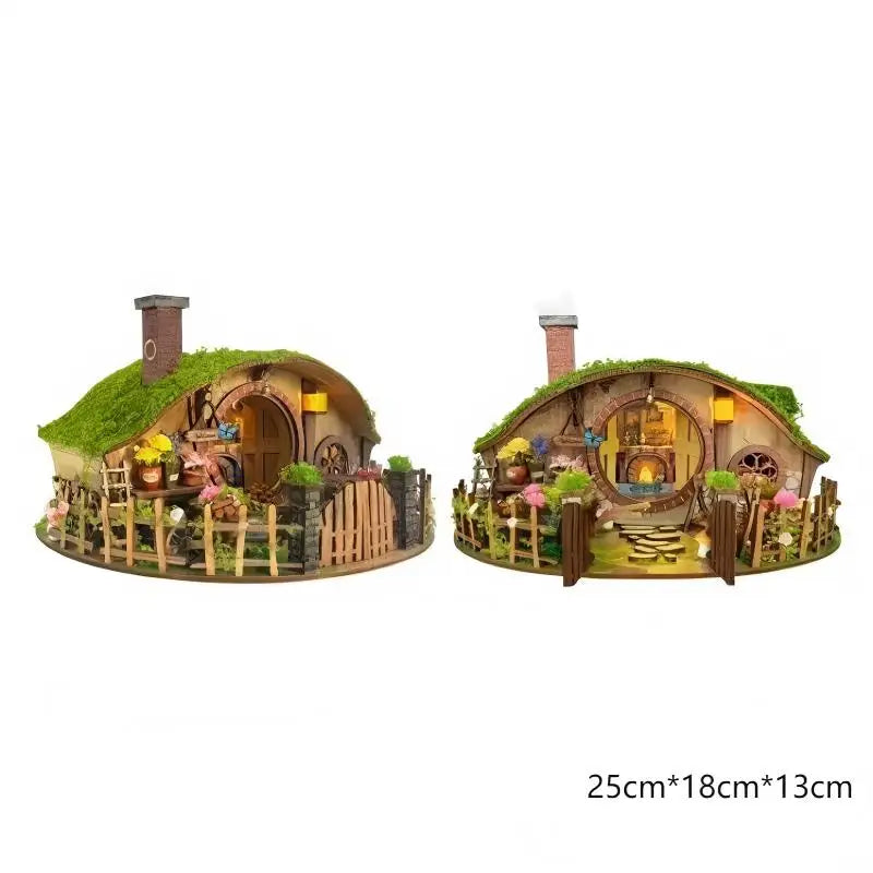 Retro DIY Wooden Magic Ring House Miniature Kits With LED Lights Adult Craft Model Building Home Desk Decoration Creative Gift | BookNook Store