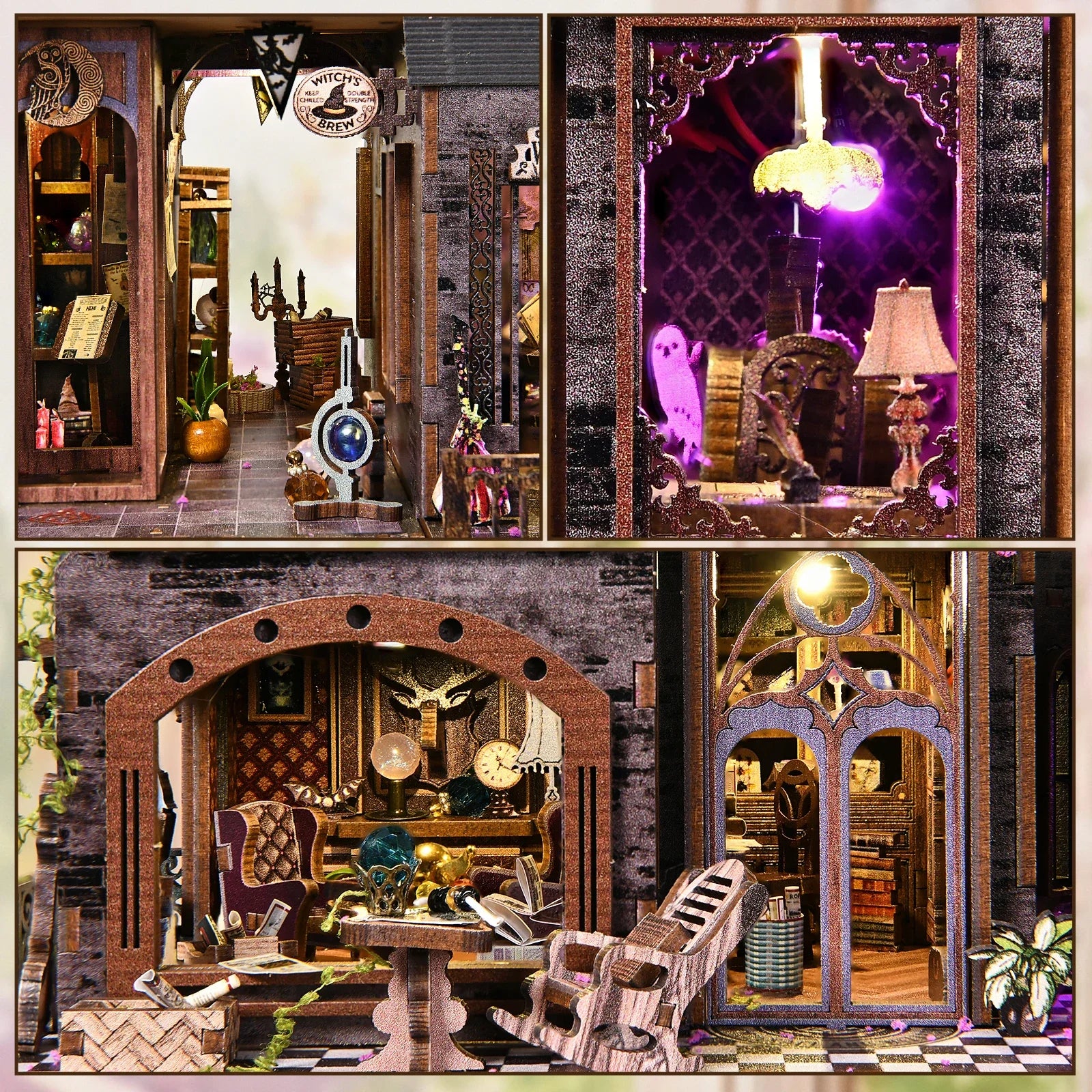 Magic Castle 3D DIY Wooden Book Nook Kit Handmade Dollhouse Model Bookend Building Puzzle Home Decor
