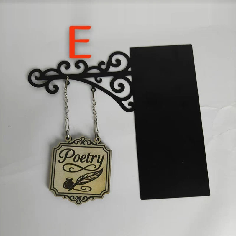 Book Nook Tavern Signs Library Shelf Divider Creative Bookstore Decor Vintage Metal Bookmarks for Reading Corner Library