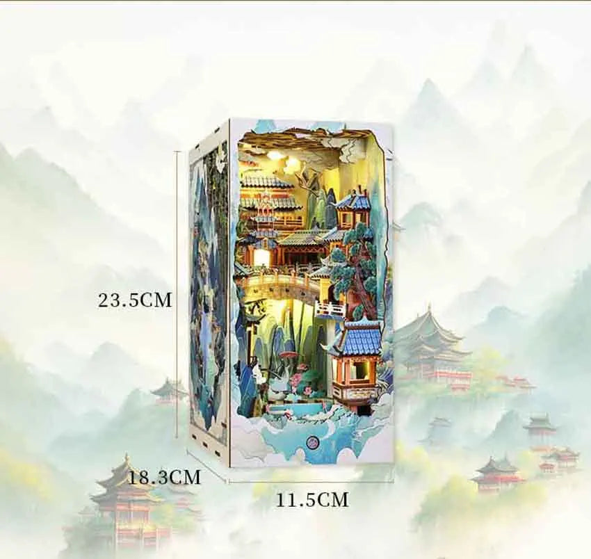 Book Nook Shelf Insert  Casa Miniature Doll House Kit Toys Home Dollhouse Bookends Furniture Wooden Bookshelf Birthday Gifts