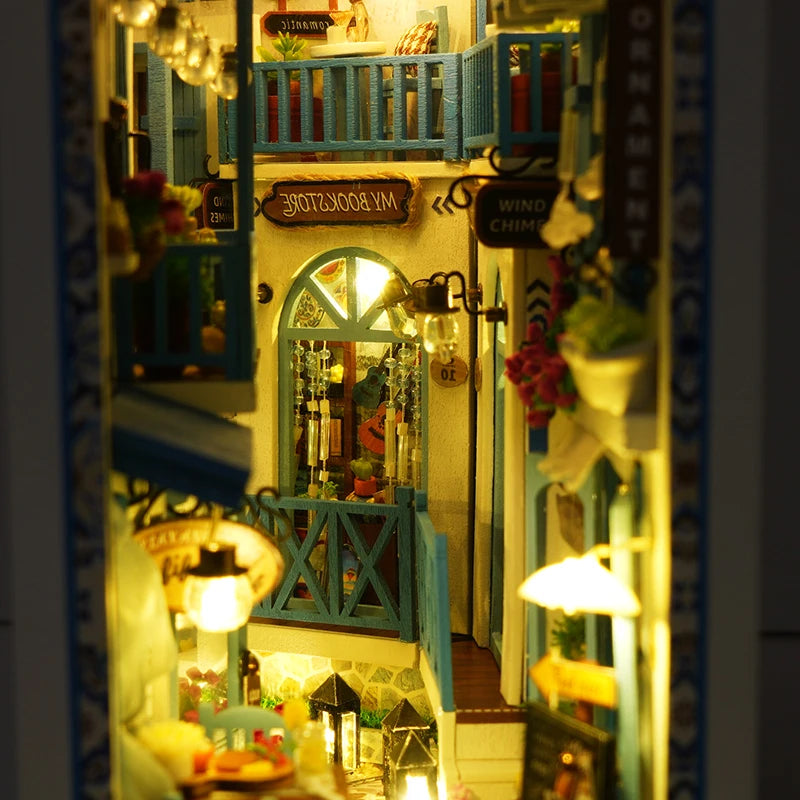 Book Nook Kit Mini DIY Book Nook Touch Light with Furniture Children's Birthday Gift (Sea Breeze Land) Drop Shippig