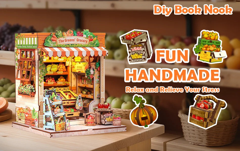 CUTEBEE Book Nook DIY Building Kit with Laser-Cut Precision Pieces 3D Wooden Puzzle  Collectible Desk Home Decor for Gift Idea