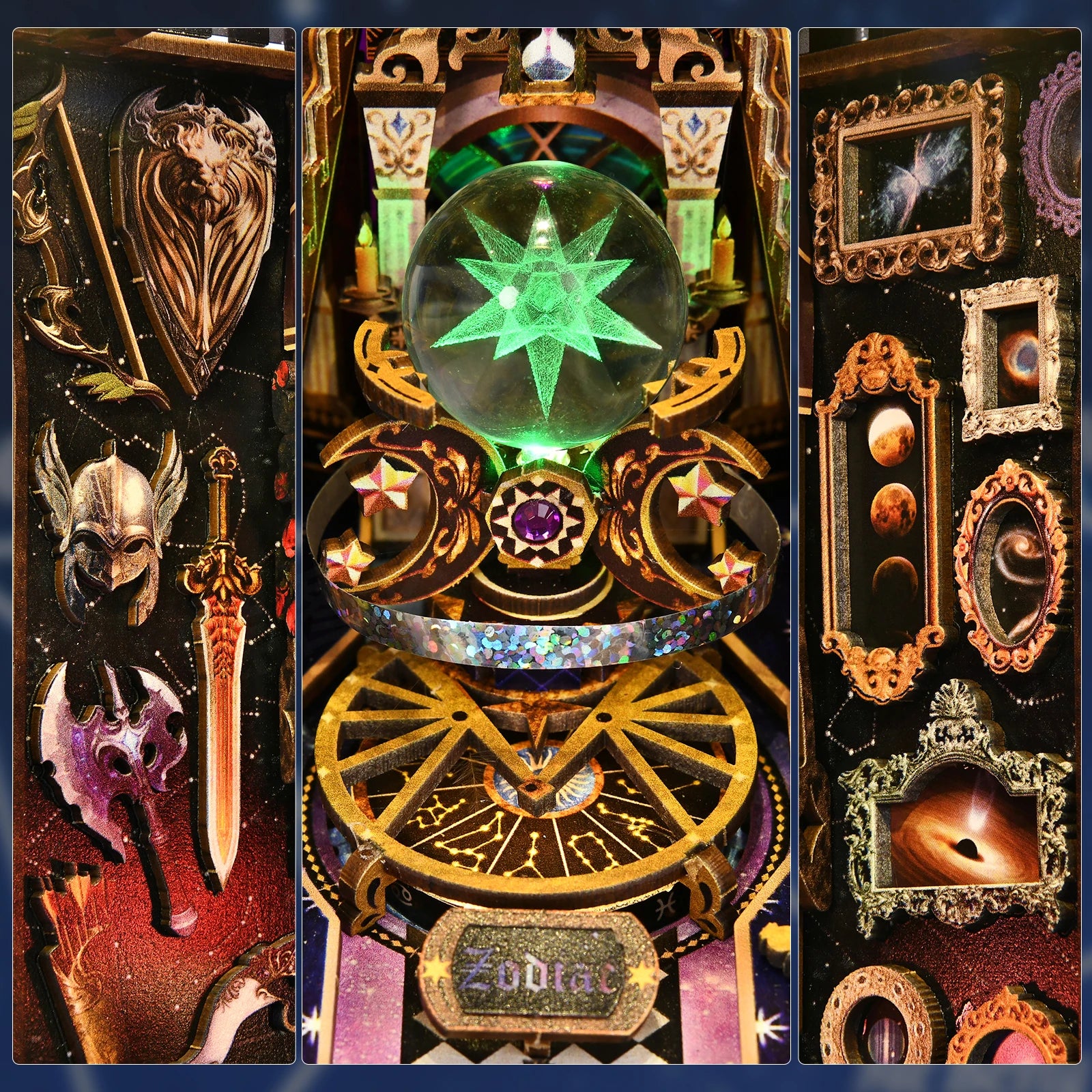 Book Nook Kit Twelve Constellations 3D DIY Wooden Puzzle Handmade Bookshelf Dollhouse Model Bookend Building Home Decoration