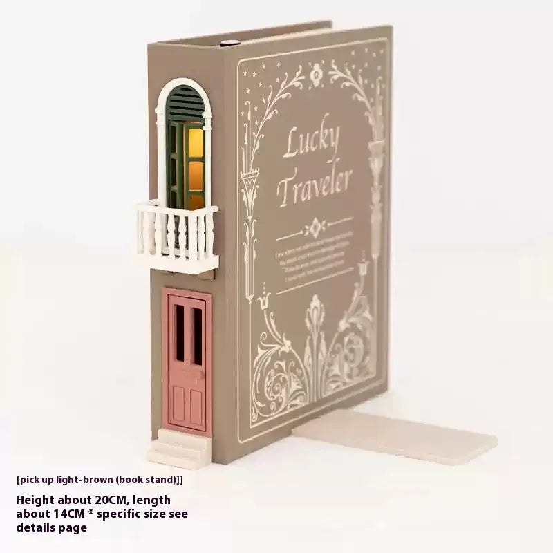 Fake Books Bookends With Led Light Book Holders Booknook Model Kit For Bookshelf Insert Miniature Ornament Decor Christmas Gifts