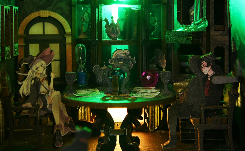 1 Set DIY Dollhouse Booknook Kit Magical Girl Realistic Imagination Cultivation Simulated Book Nook Kit Bookend Stand 3D Model