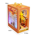 Book Nook Kit Mini 3D Wooden Puzzle Book Shelf Insert Assembly Building Model DIY Book Nook Touch Light With Furniture Xmas Gift