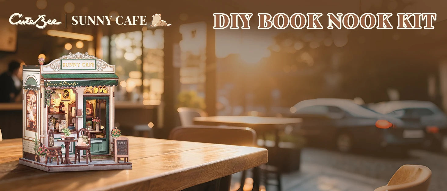 CUTEBEE Book Nook DIY Building Kit with Laser-Cut Precision Pieces 3D Wooden Puzzle  Collectible Desk Home Decor for Gift Idea