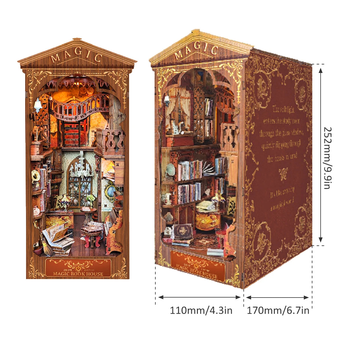 DIY Wooden Book Nook 3D Puzzle Miniature Doll House Kit With Touch Light World Bookshelf Assembly Bookend Eternal Bookstore 2023