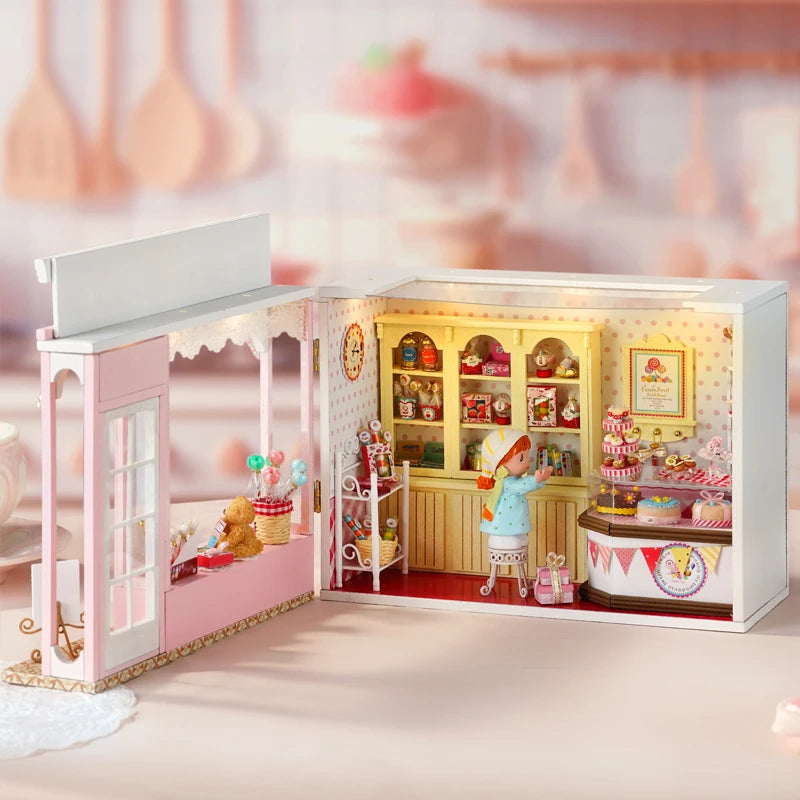 2014 New HomeMiniature House Diy Dollhouse Casa Tiny Dolls Houses Roombox miniaturas For Children Toys Birthday Gifts Booknook