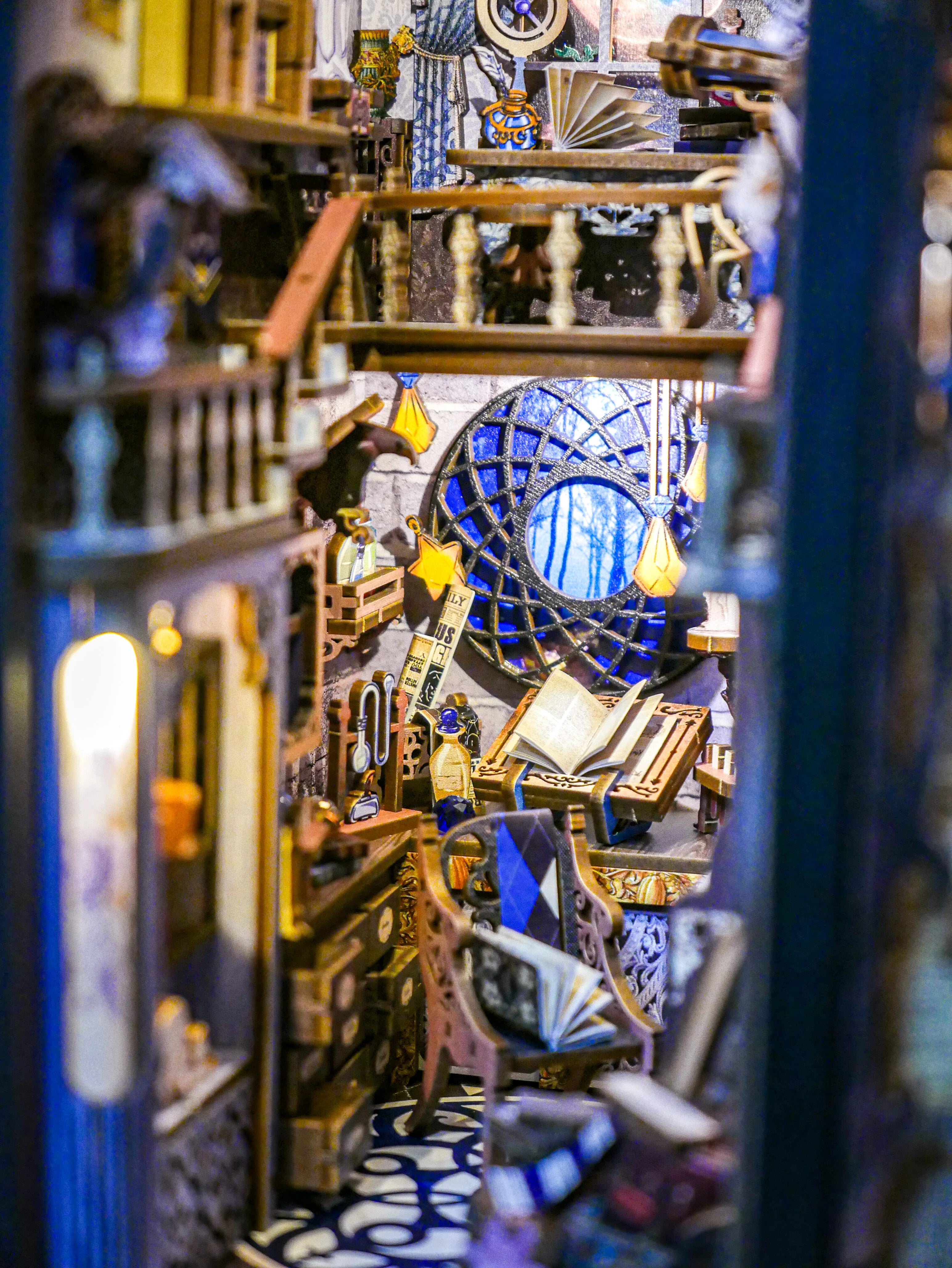 Cutebee DIY Book Nook Kit 3D Wooden Dollhouse Bookshelf Insert Decor Alley Miniature House with Dustproof LED Light Booknook