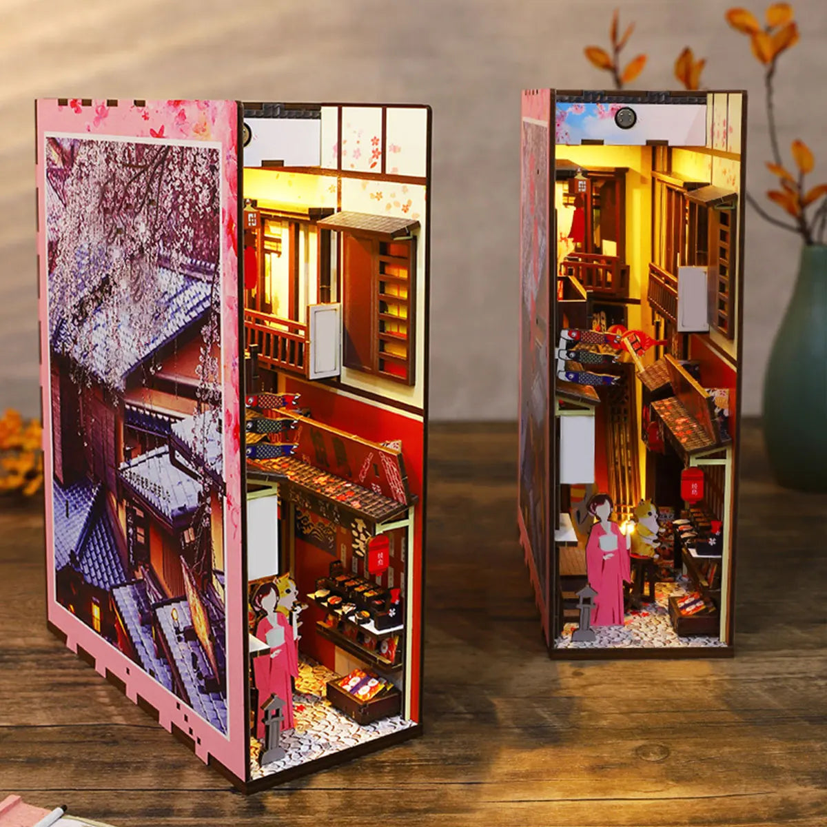 DIY Wooden Book Nook 3D Puzzle Miniature Doll House Kit With Touch Light World Bookshelf Assembly Bookend Eternal Bookstore 2023