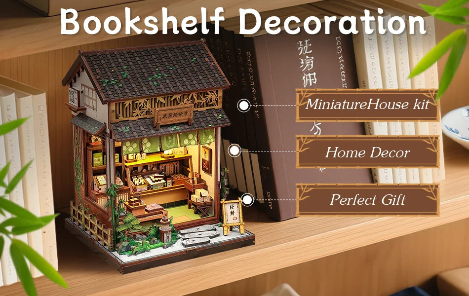 CUTEBEE Book Nook DIY Building Kit with Laser-Cut Precision Pieces 3D Wooden Puzzle  Collectible Desk Home Decor for Gift Idea
