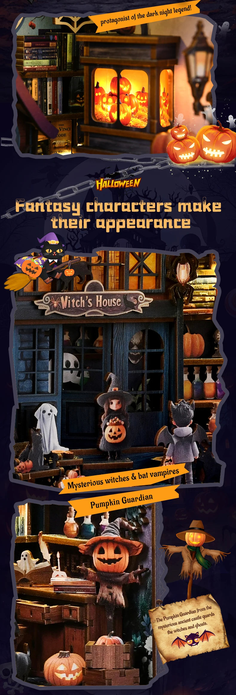 Book Nook Kit DIY Doll House With LED Light Bookshelf Insert Wooden Mini Dollhouse Furniture Light Kit For Birthday Family Gift