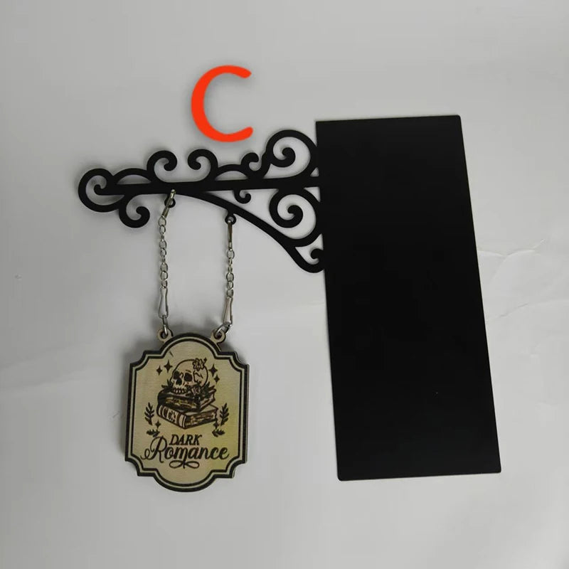 Book Nook Tavern Signs Library Shelf Divider Creative Bookstore Decor Vintage Metal Bookmarks for Reading Corner Library