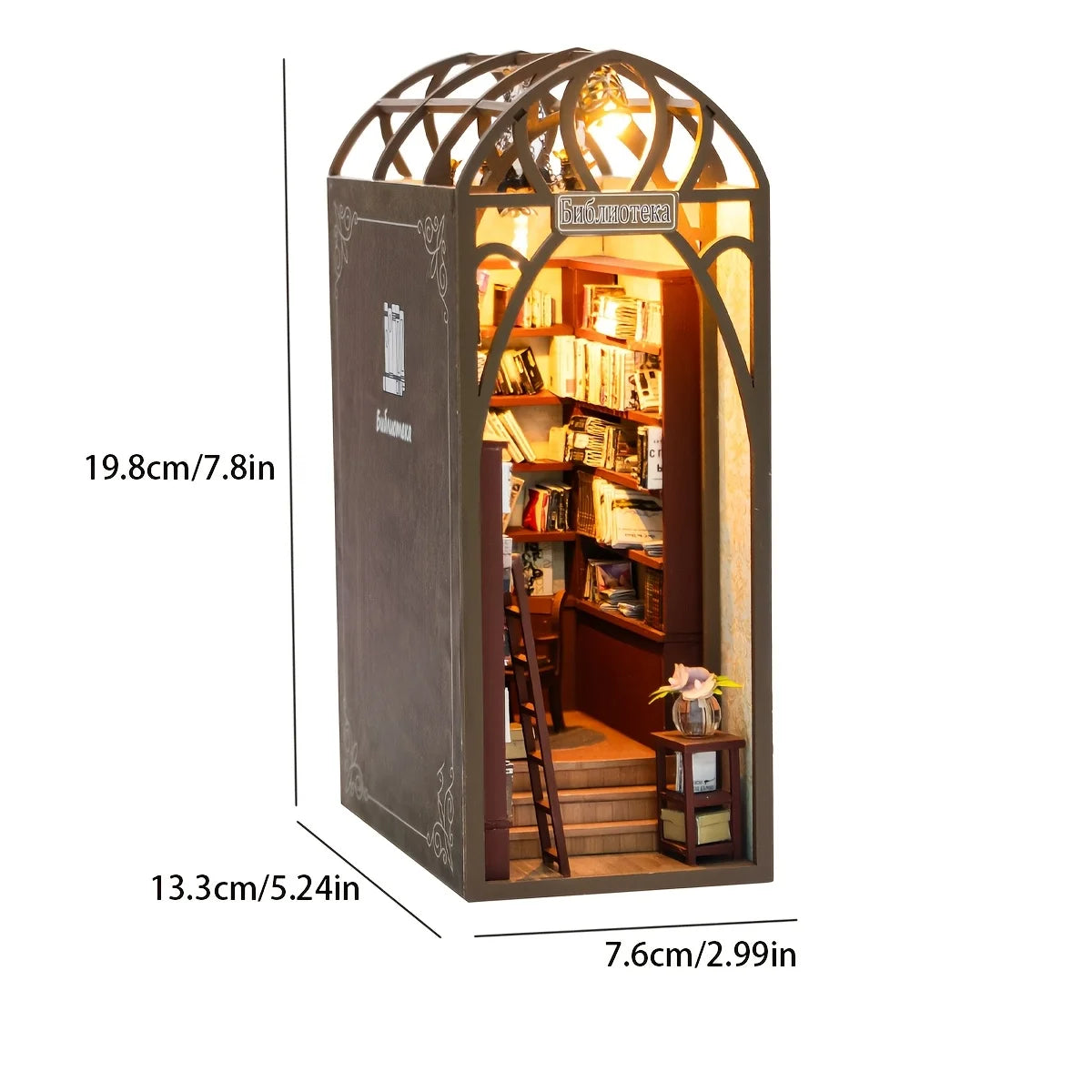 DIY mini dollhouse Booknook Kit in the library, 3D wooden puzzle bookshelf insert decoration, suitable for teenagers and adults