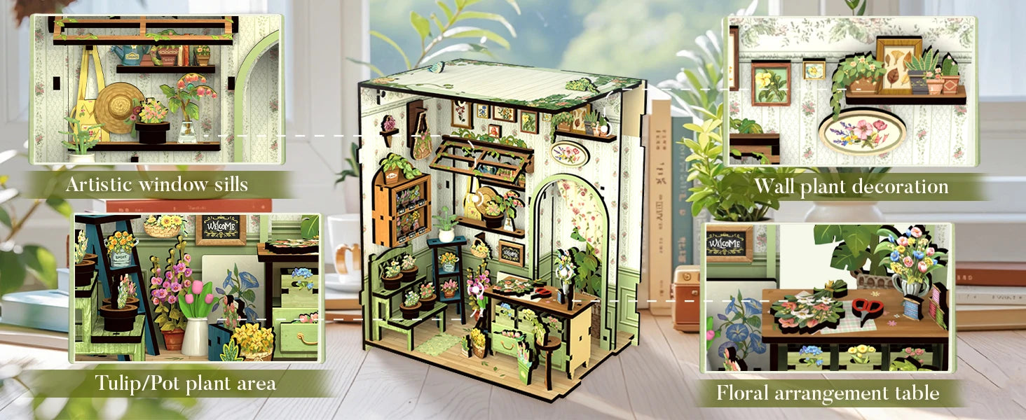 CUTEBEE Book Nook DIY Building Kit with Laser-Cut Precision Pieces 3D Wooden Puzzle  Collectible Desk Home Decor for Gift Idea