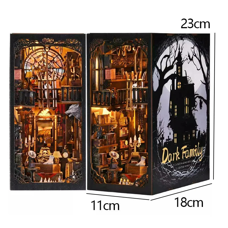 DIY Book Nook Kit Wooden Doll House 3D Puzzle Bookshelf Dollhouse Model Booknook Building Home Decoration For Christmas Gift