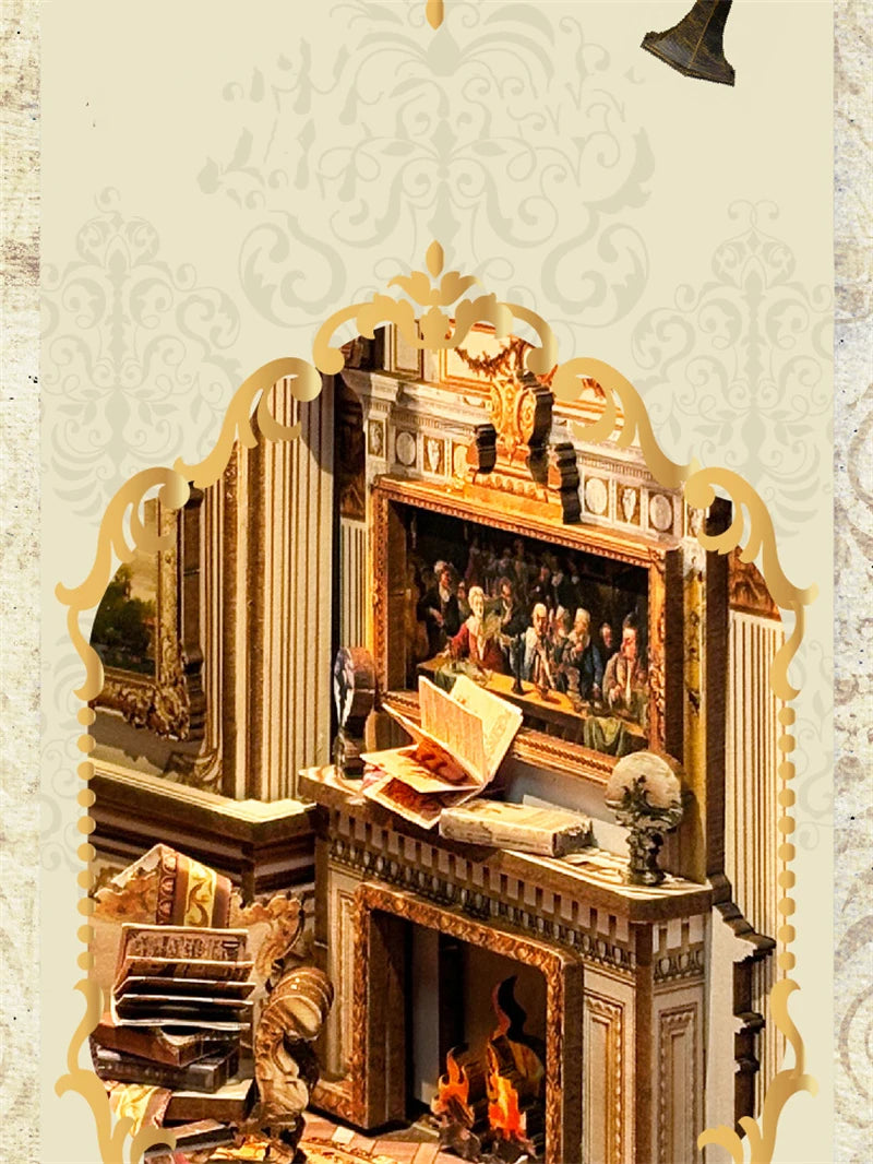 NEW DIY Book Nook Insert Shelf Kits Wooden Miniature Model Kit Baroque Dreams Bookend Assembled Bookshelf Home Decor Girls Gifts