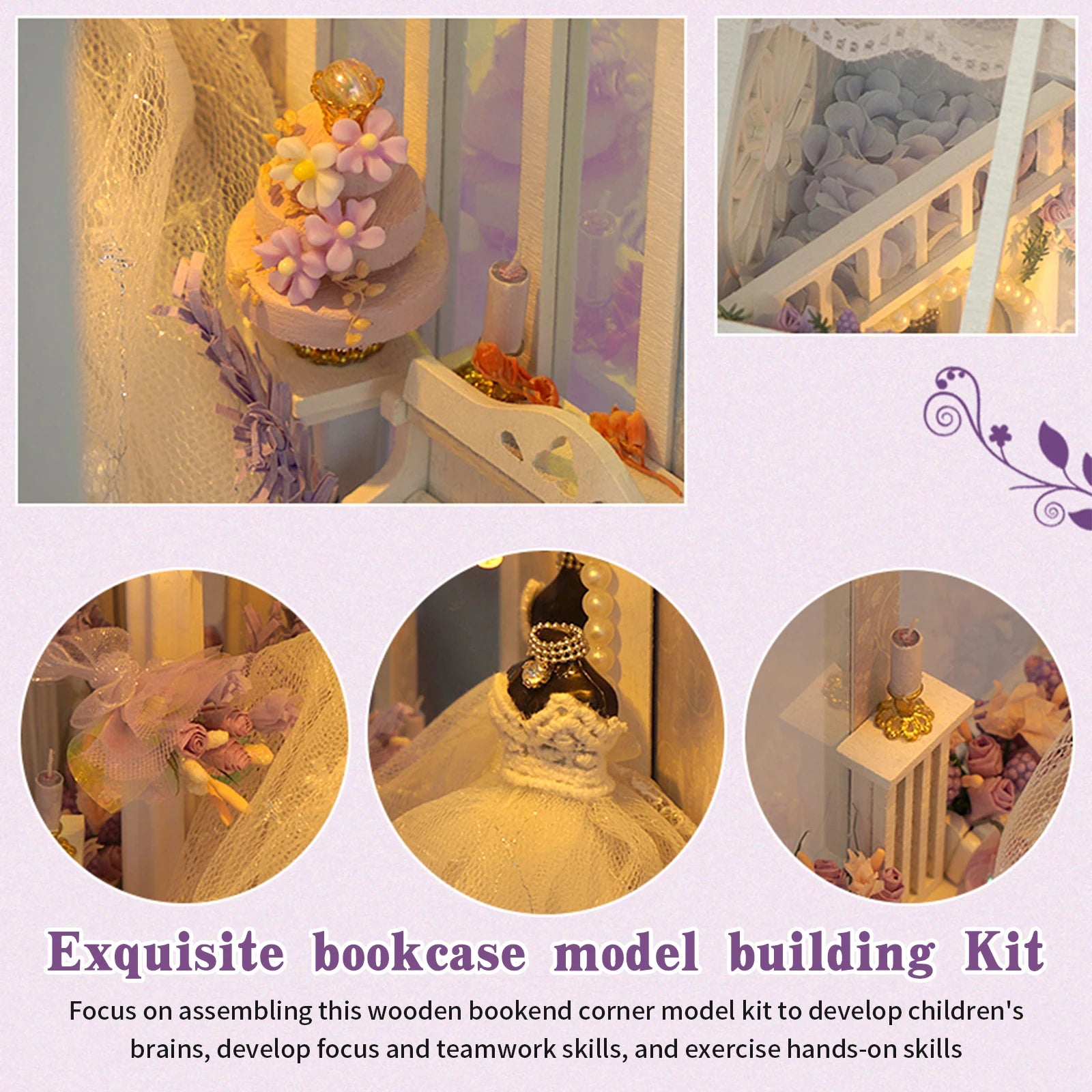 DIY Book Nook Kit Sturdy Book Nook Stand Easy to Assemble and Store Reusable Book Nook Stand Multi Functional 3D DIY Miniature