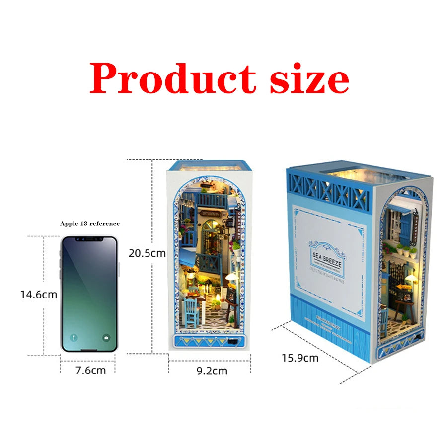 Book Nook Kit Mini DIY Book Nook Touch Light with Furniture Children's Birthday Gift (Sea Breeze Land) Drop Shippig