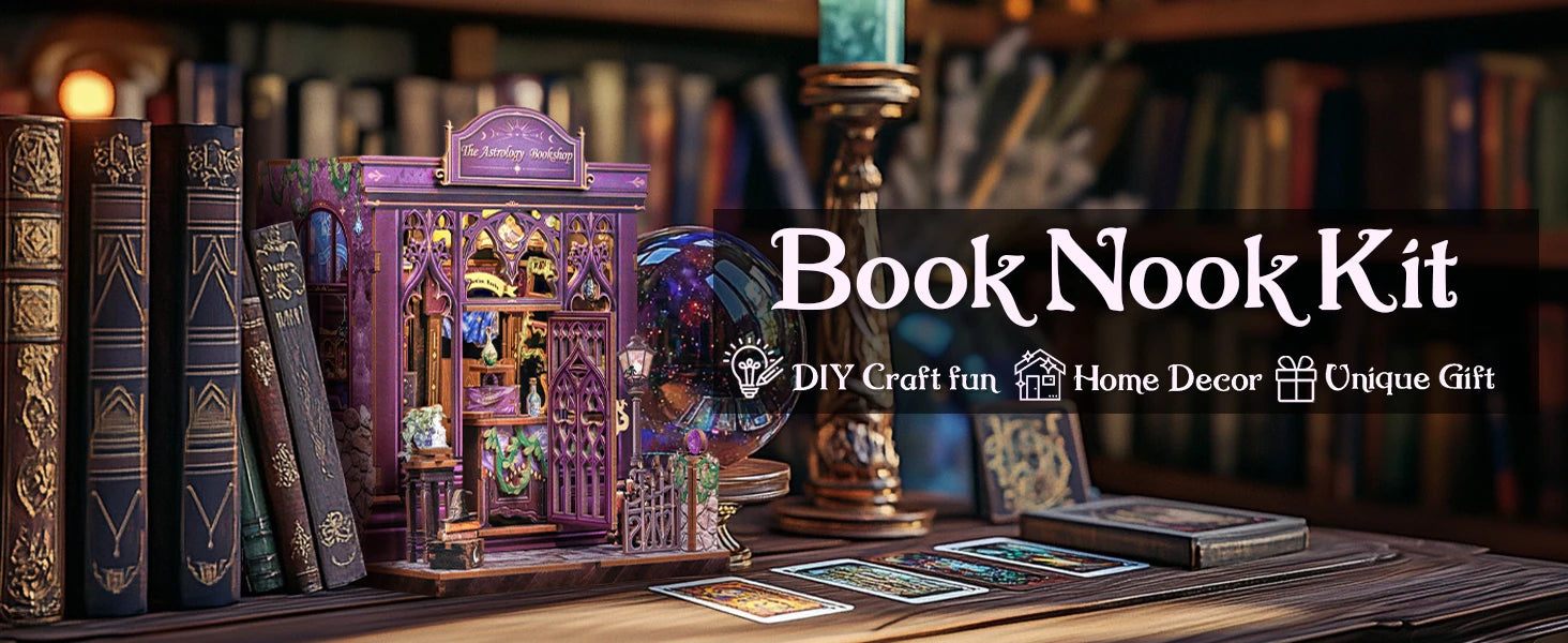 CUTEBEE Book Nook DIY Building Kit with Laser-Cut Precision Pieces 3D Wooden Puzzle  Collectible Desk Home Decor for Gift Idea