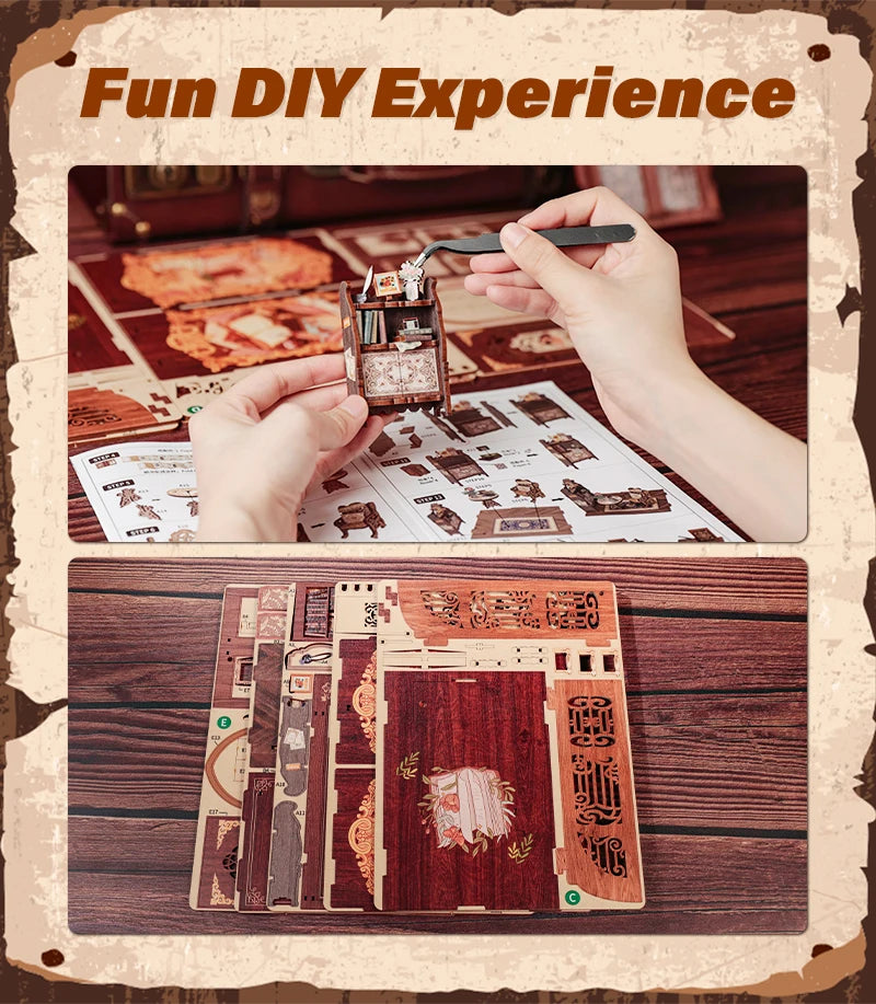 CUTEBEE DIY Book Nook Kit Miniature Wooden Dollhouse with Lights Bookshelf Insert 3D Puzzle Decor Model for Gifts Owl Bookstore