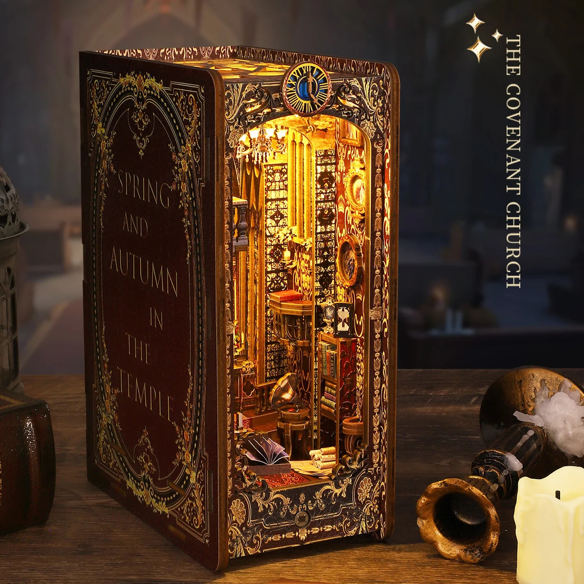 DIY Wooden Book Nook 3D Puzzle Miniature Doll House Kit With Touch Light World Bookshelf Assembly Bookend Eternal Bookstore 2023