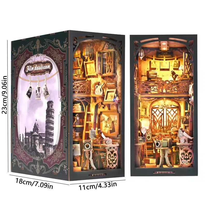 DIY Book Nook Kit Wooden Doll House 3D Puzzle Bookshelf Dollhouse Model Booknook Building Home Decoration For Christmas Gift