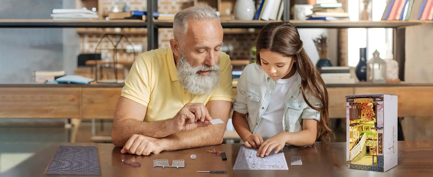 Robotime Rolife DIY Book Nook Wooden Miniature Doll House for Bookshelf Insert Furniture