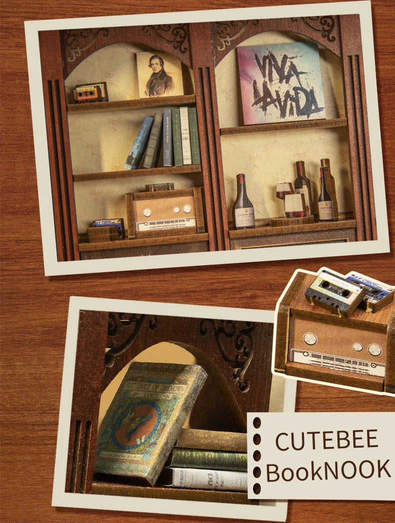 CUTEBEE DIY Book Nook Kit Dollhouse Book Nook Magic Pharmacist  Miniature Touch Lights with Furniture for Birthday Gift