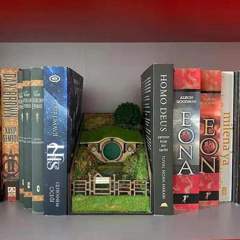 DIY Bookend Stand Book Shelf Insert Decorative Bookend Microlandscape Books Ornaments Booknook Book Shelf Insert Decors