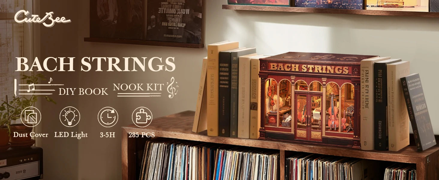 CUTEBEE Book Nook DIY Building Kit with Laser-Cut Precision Pieces 3D Wooden Puzzle  Collectible Desk Home Decor for Gift Idea