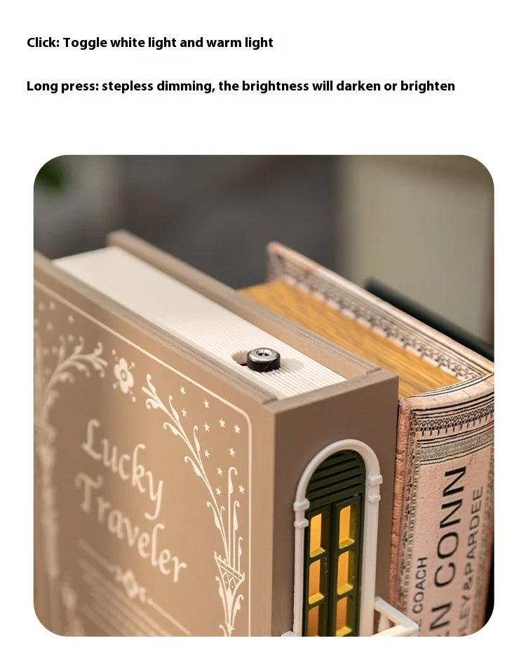 Fake Books Bookends With Led Light Book Holders Booknook Model Kit For Bookshelf Insert Miniature Ornament Decor Christmas Gifts