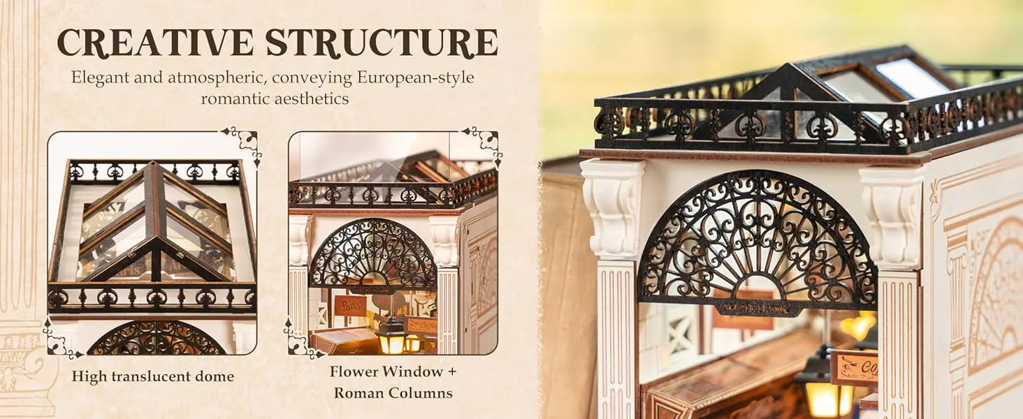 Robotime Arcade Dating Booknook with Dust Cover DIY Miniature Dolls House Kit 3D Wooden Puzzle Bookend Bookshelf Decor Gift