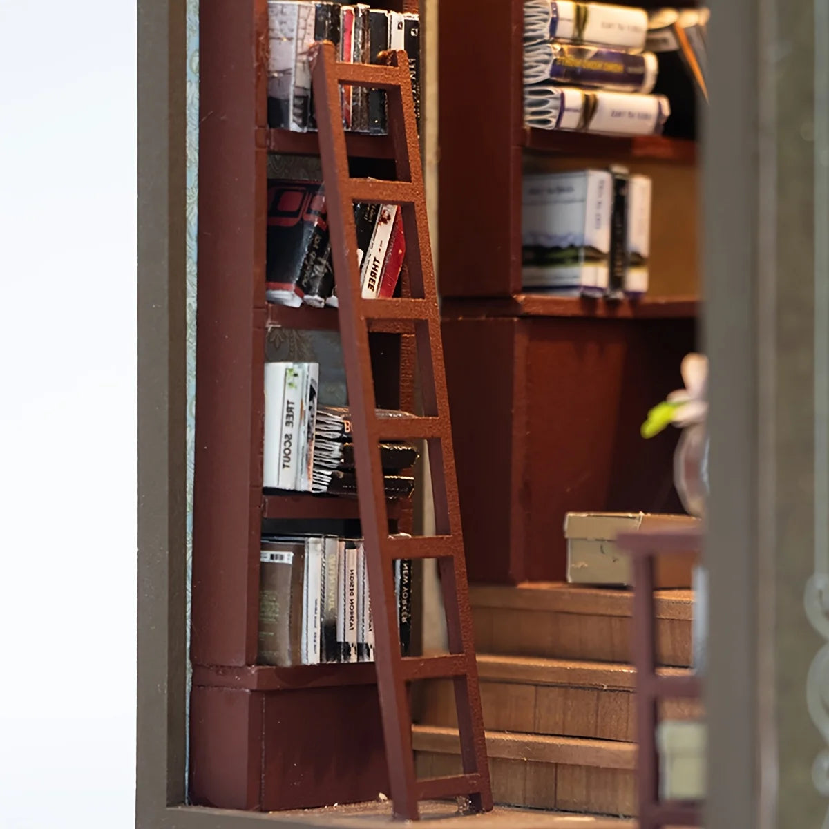 DIY mini dollhouse Booknook Kit in the library, 3D wooden puzzle bookshelf insert decoration, suitable for teenagers and adults