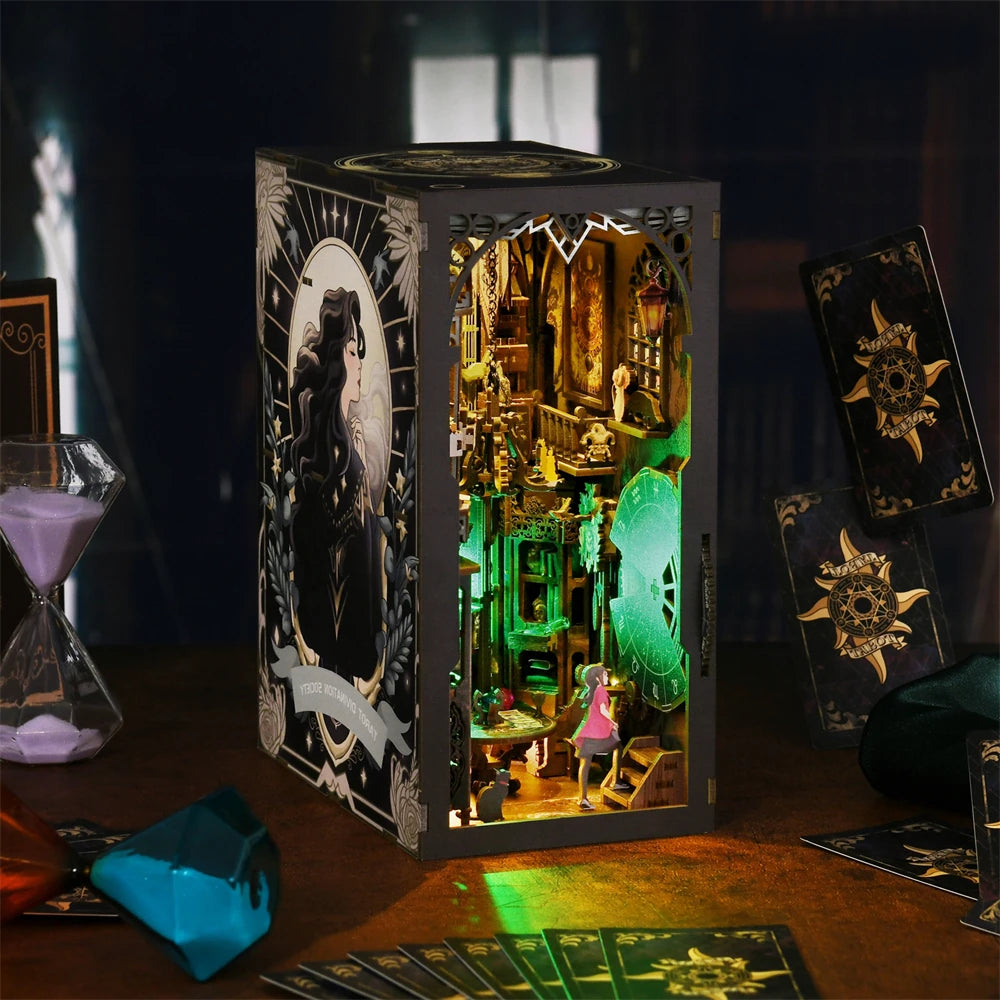 Book Nook Kit Magic House DIY 3D Wooden Puzzle Home Decoration DIY House Kit for Bookshelf Miniature Insert Book Stand Bookshelf