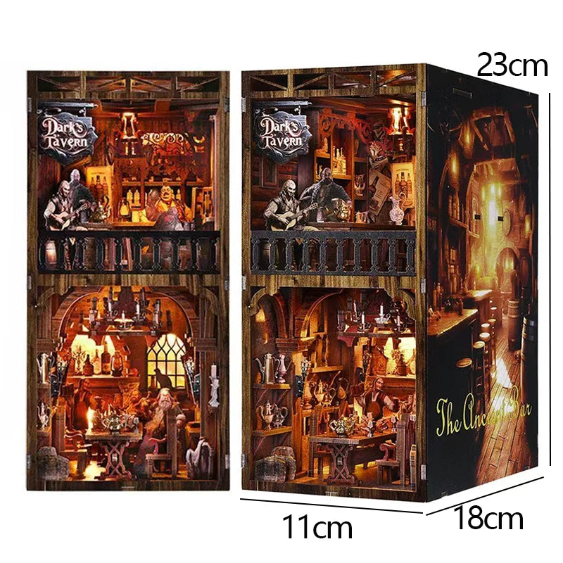 DIY Book Nook Kit Wooden Doll House 3D Puzzle Bookshelf Dollhouse Model Booknook Building Home Decoration For Christmas Gift