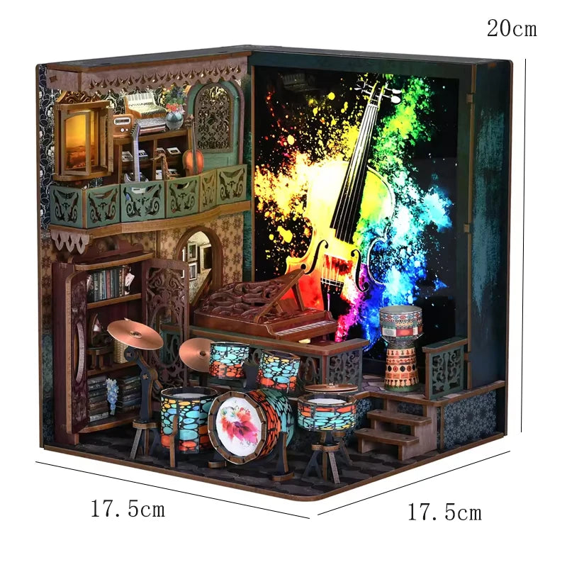 DIY Book Nook Kit Wooden Doll House 3D Puzzle Bookshelf Dollhouse Model Booknook Building Home Decoration For Christmas Gift