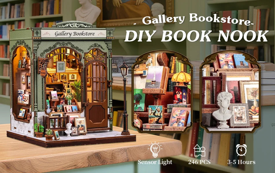 CUTEBEE Book Nook DIY Building Kit with Laser-Cut Precision Pieces 3D Wooden Puzzle  Collectible Desk Home Decor for Gift Idea